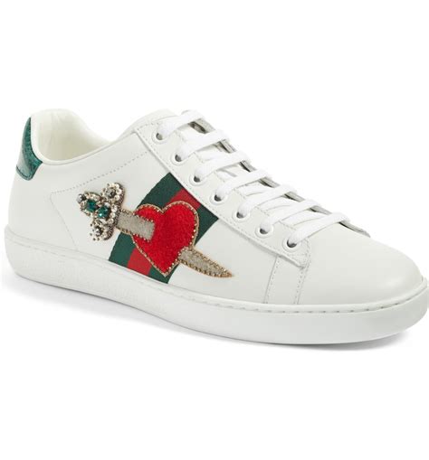 gucci tennis shoes with heart|Gucci pierced heart ace shoes.